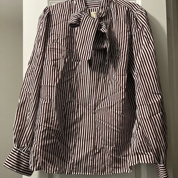 Anthropologie maroon and White Striped Blouse - Picture 1 of 3